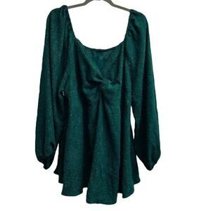 BLOOMCHIC Green Shimmery Elastic Waist Top Size 18/20